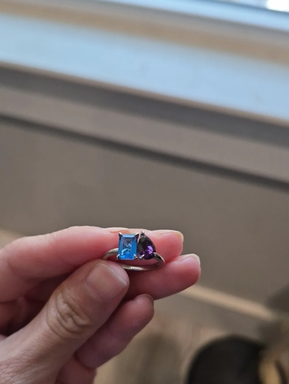 Eternate Sterling Silver Toi Et Moi Birthstone Amethyst/topaz Ring